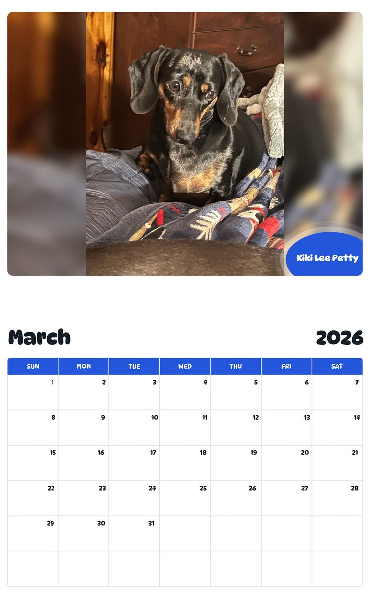 November 2025 - October 2026 Kiki Lee Petty - Pawidols Pet Calendar