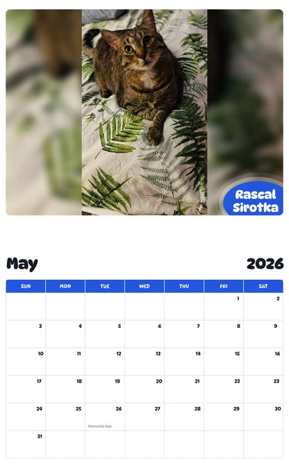 2026 - 2027 Rascal Sirotka - Pawidols Pet Calendar