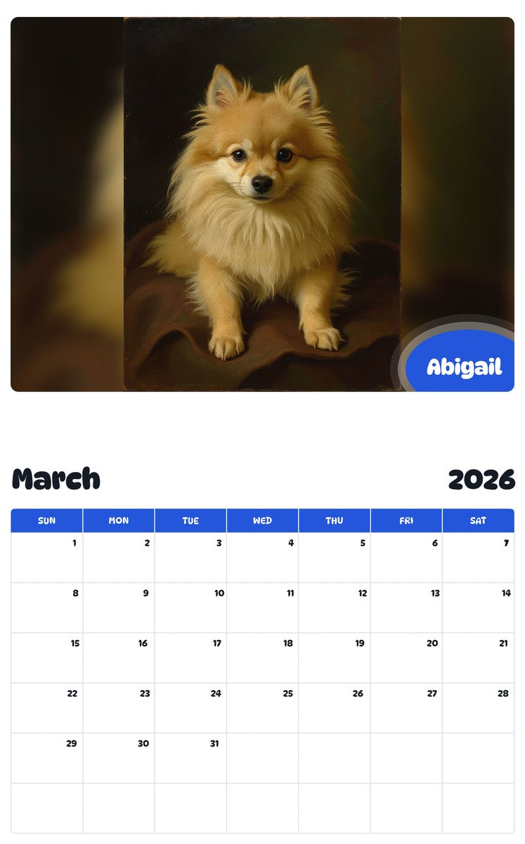 November 2025 - October 2026 Abigail - Pawidols Pet Calendar