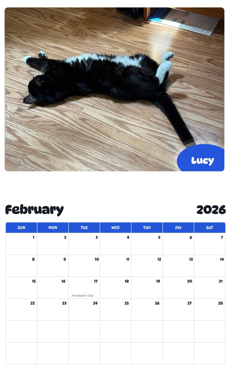 October 2025 - September 2026 Lucy - Pawidols Pet Calendar