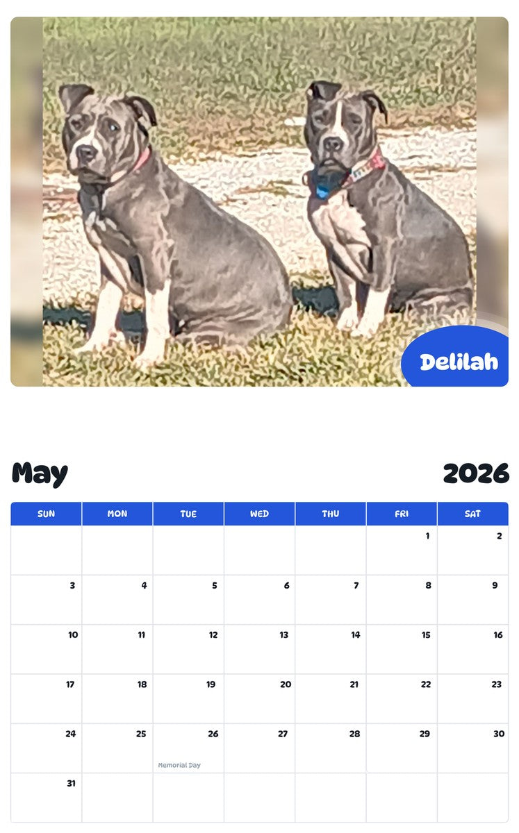 2026 - 2027 Delilah - Pawidols Pet Calendar
