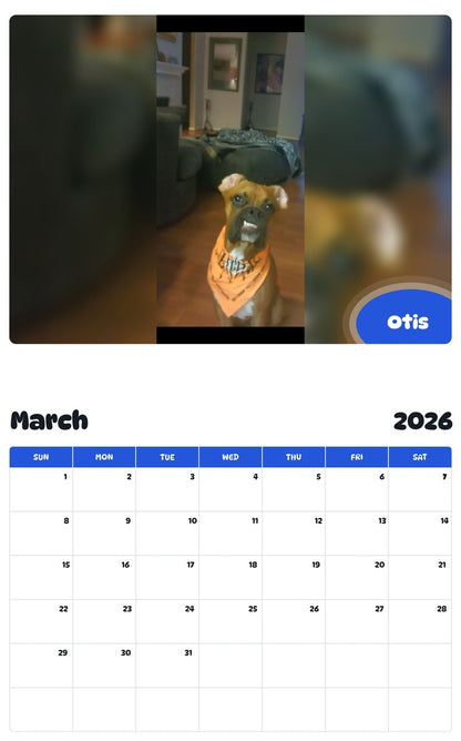 November 2025 - October 2026 Otis - Pawidols Pet Calendar