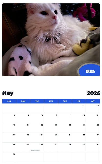 2026 - 2027 Elsa - Pawidols Pet Calendar