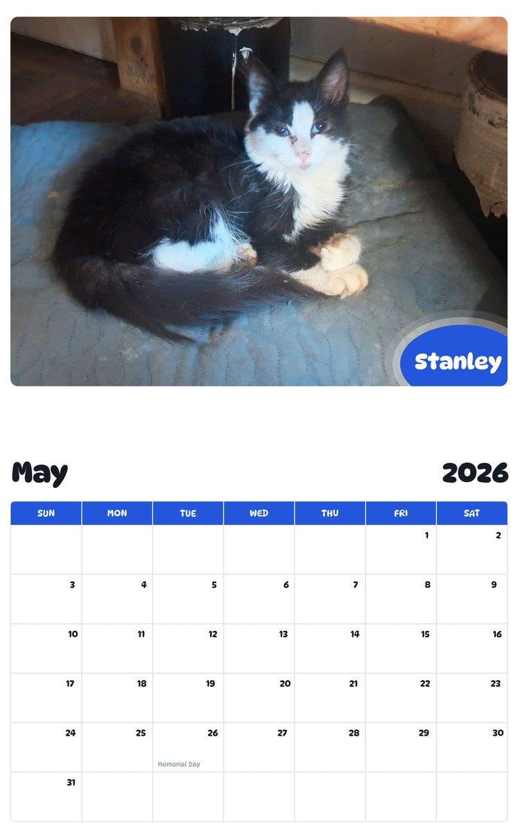 2026 - 2027 Stanley - Pawidols Pet Calendar