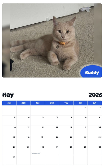 2026 - 2027 Buddy - Pawidols Pet Calendar