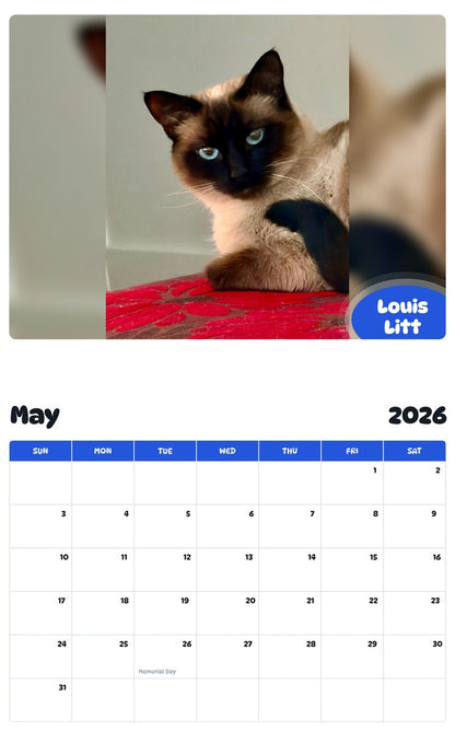 2026 - 2027 Louis Litt - Pawidols Pet Calendar