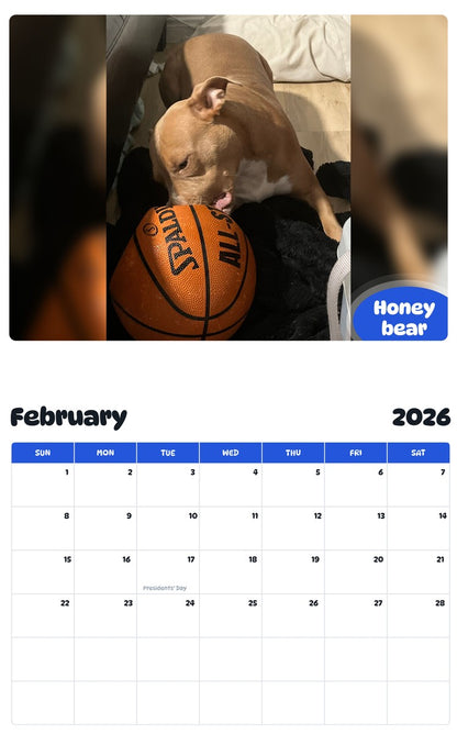 October 2025 - September 2026 Honey bear - Pawidols Pet Calendar