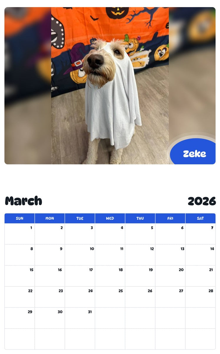November 2025 - October 2026 Zeke - Pawidols Pet Calendar