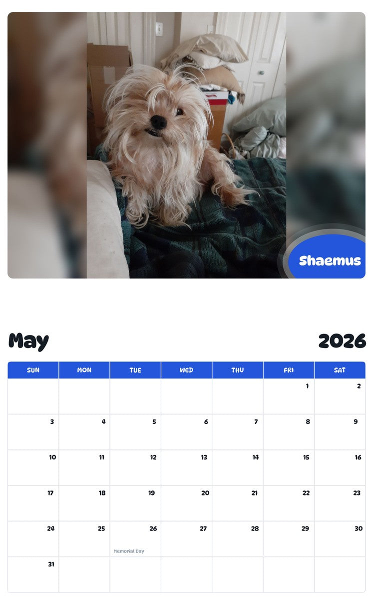 2026 - 2027 Shaemus - Pawidols Pet Calendar