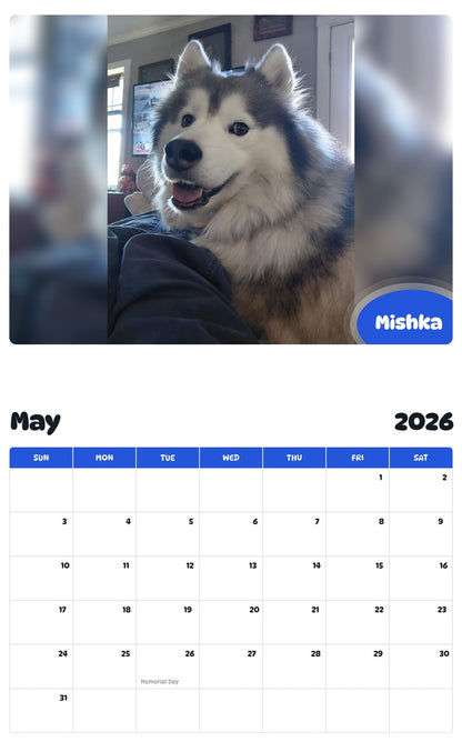 2026 - 2027 Mishka - Pawidols Pet Calendar