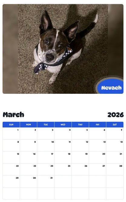 November 2025 - October 2026 Nevaeh - Pawidols Pet Calendar