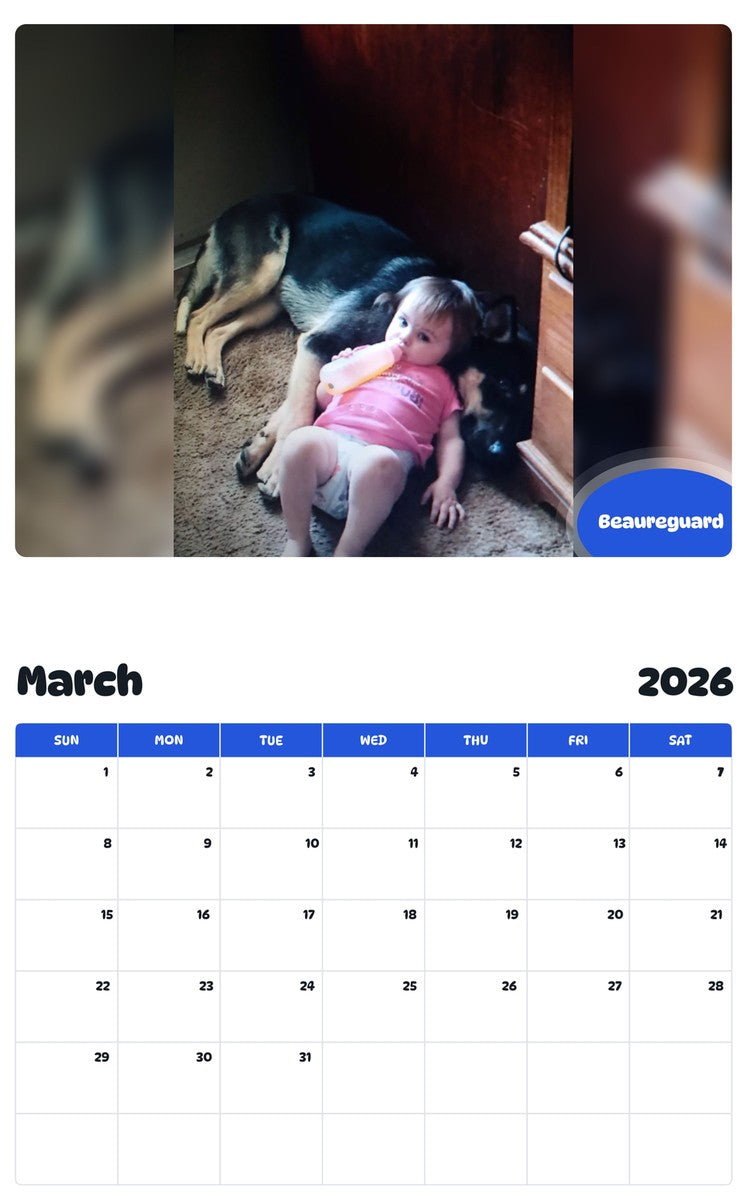 November 2025 - October 2026 Beaureguard - Pawidols Pet Calendar