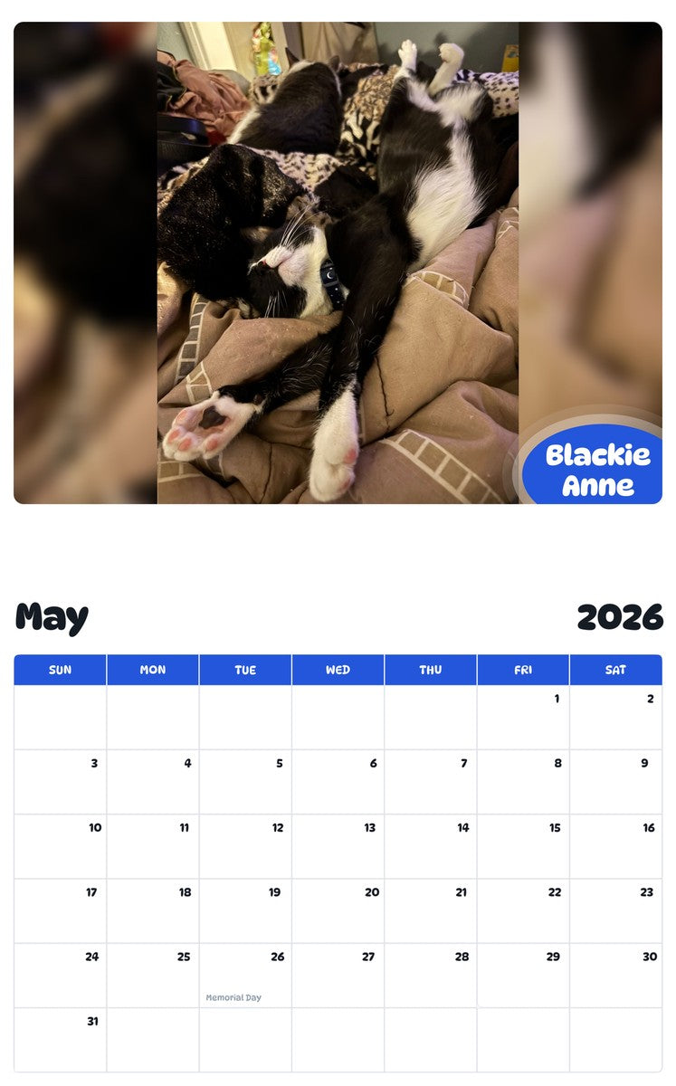 2026 - 2027 Blackie Anne - Pawidols Pet Calendar