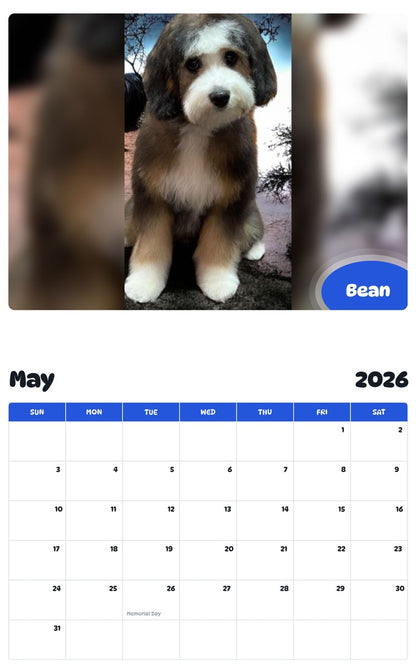 2026 - 2027 Bean - Pawidols Pet Calendar