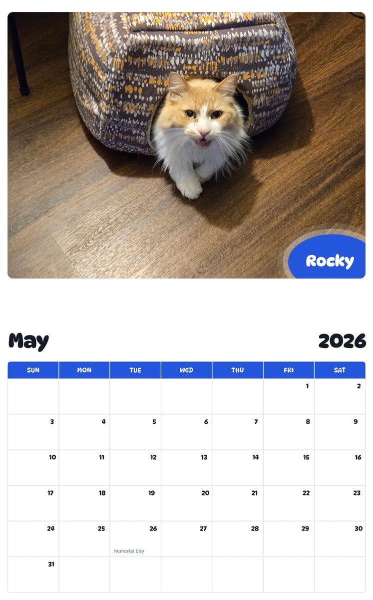 2026 - 2027 Rocky - Pawidols Pet Calendar