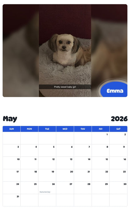2026 - 2027 Emma - Pawidols Pet Calendar