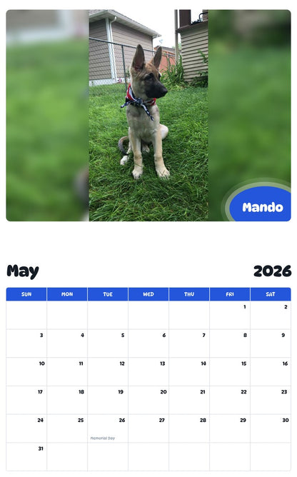 2026 - 2027 Mando - Pawidols Pet Calendar