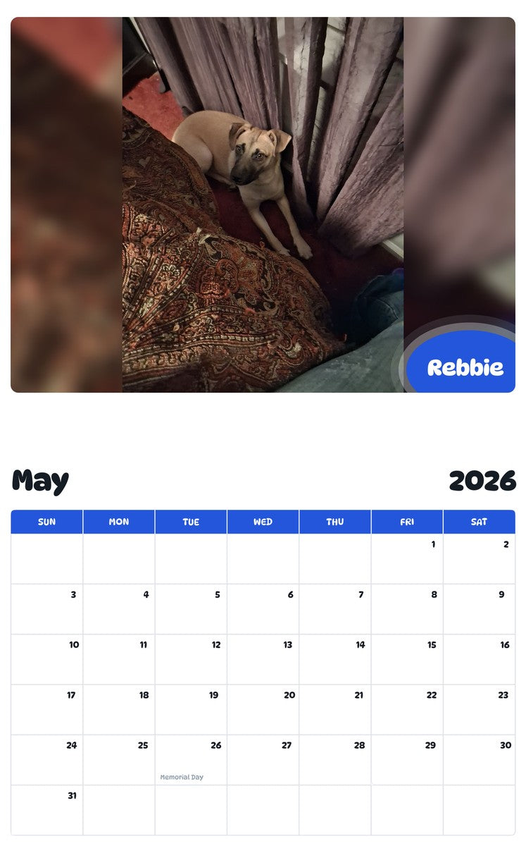 2026 - 2027 Rebbie - Pawidols Pet Calendar