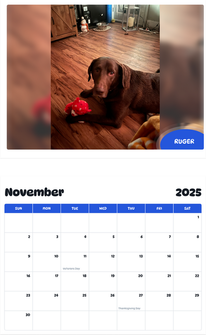 July 2025 - June 2026 Ruger - Pawidols Pet Calendar