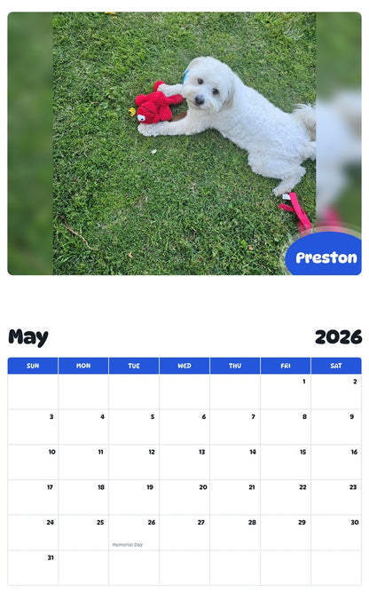 2026 - 2027 Preston - Pawidols Pet Calendar