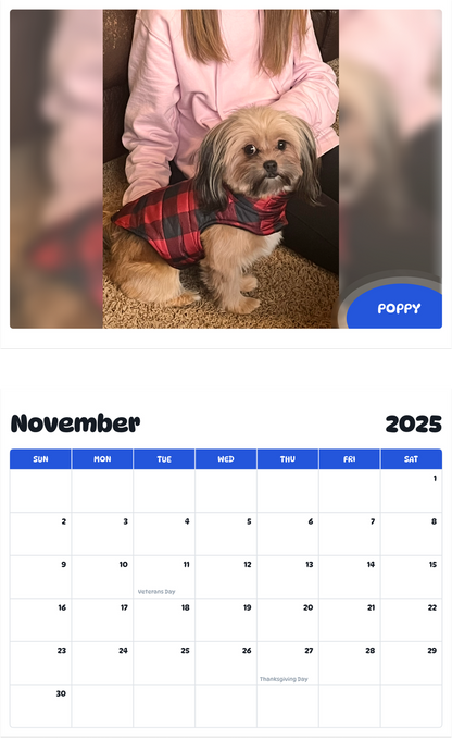 July 2025 - June 2026 Poppy - Pawidols Pet Calendar
