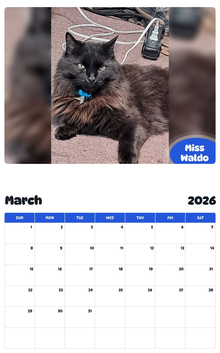 November 2025 - October 2026 Miss Waldo - Pawidols Pet Calendar