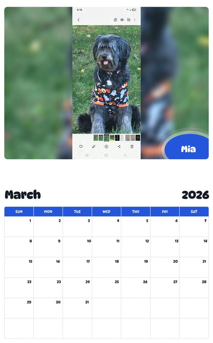 November 2025 - October 2026 Mia - Pawidols Pet Calendar