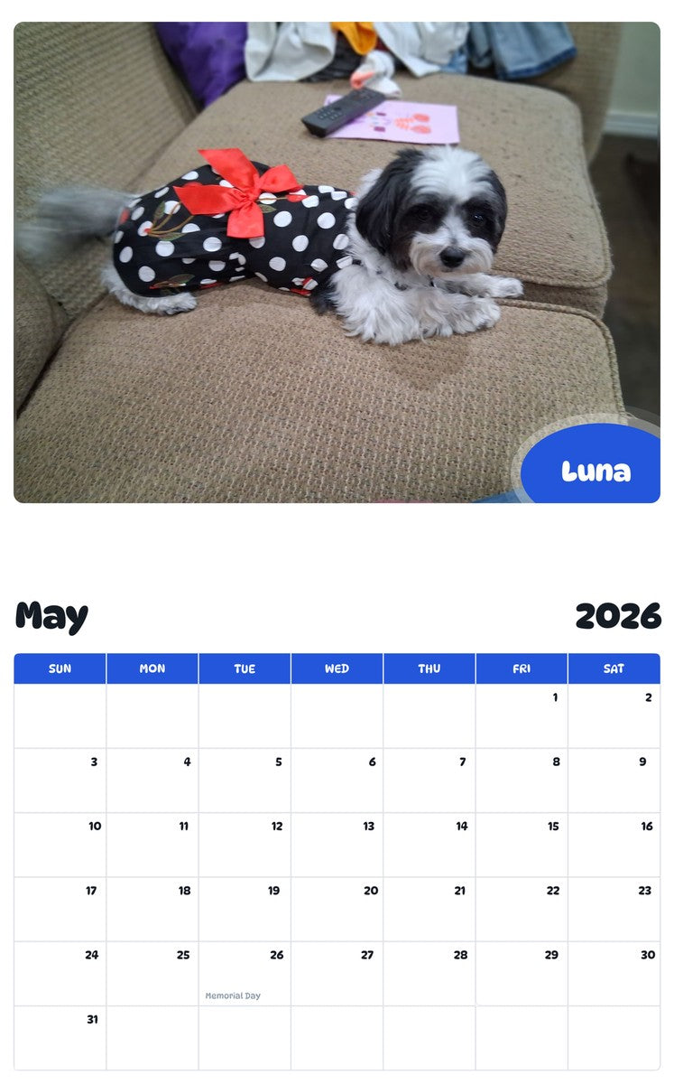 2026 - 2027 Luna - Pawidols Pet Calendar