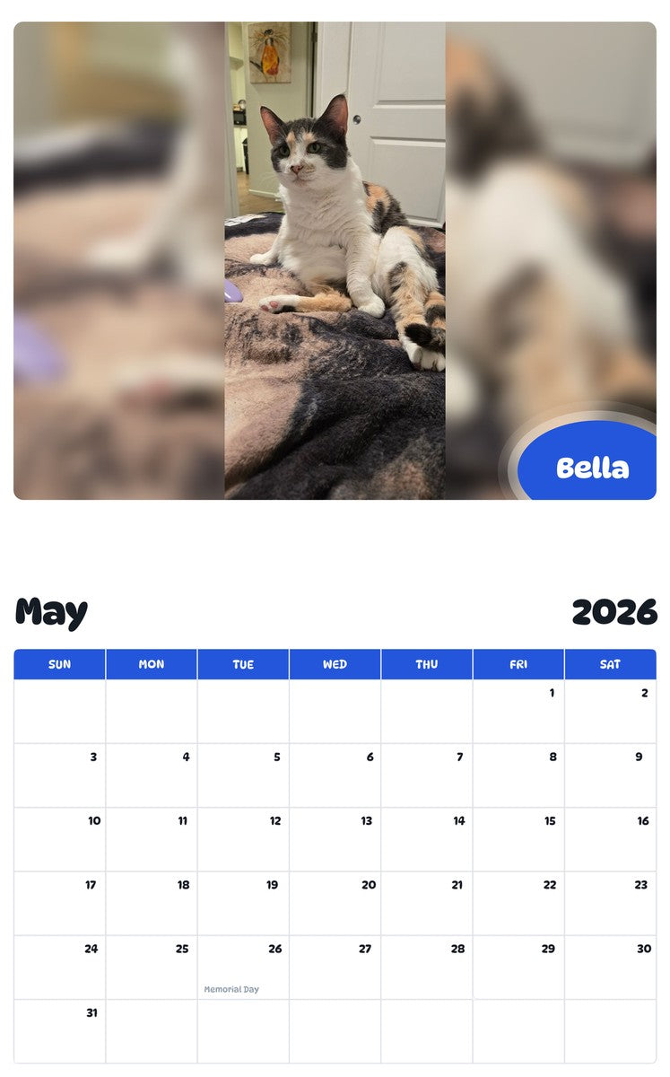 2026 - 2027 Bella - Pawidols Pet Calendar