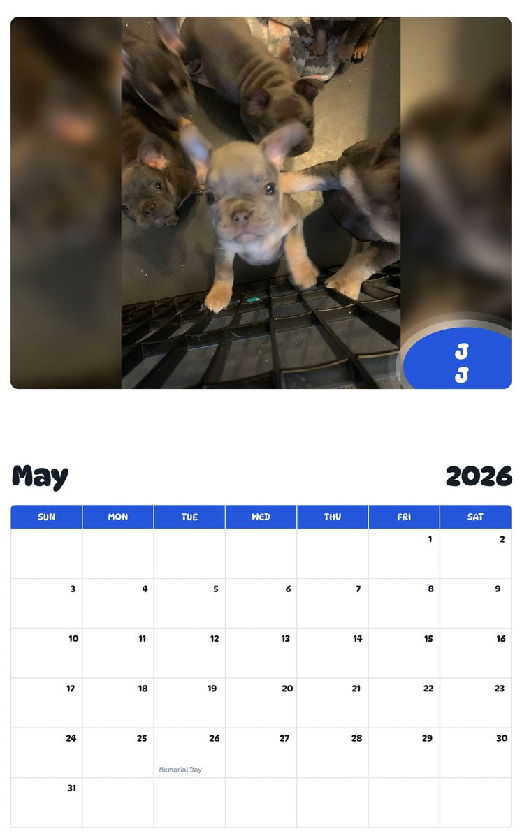 2026 - 2027 J J - Pawidols Pet Calendar