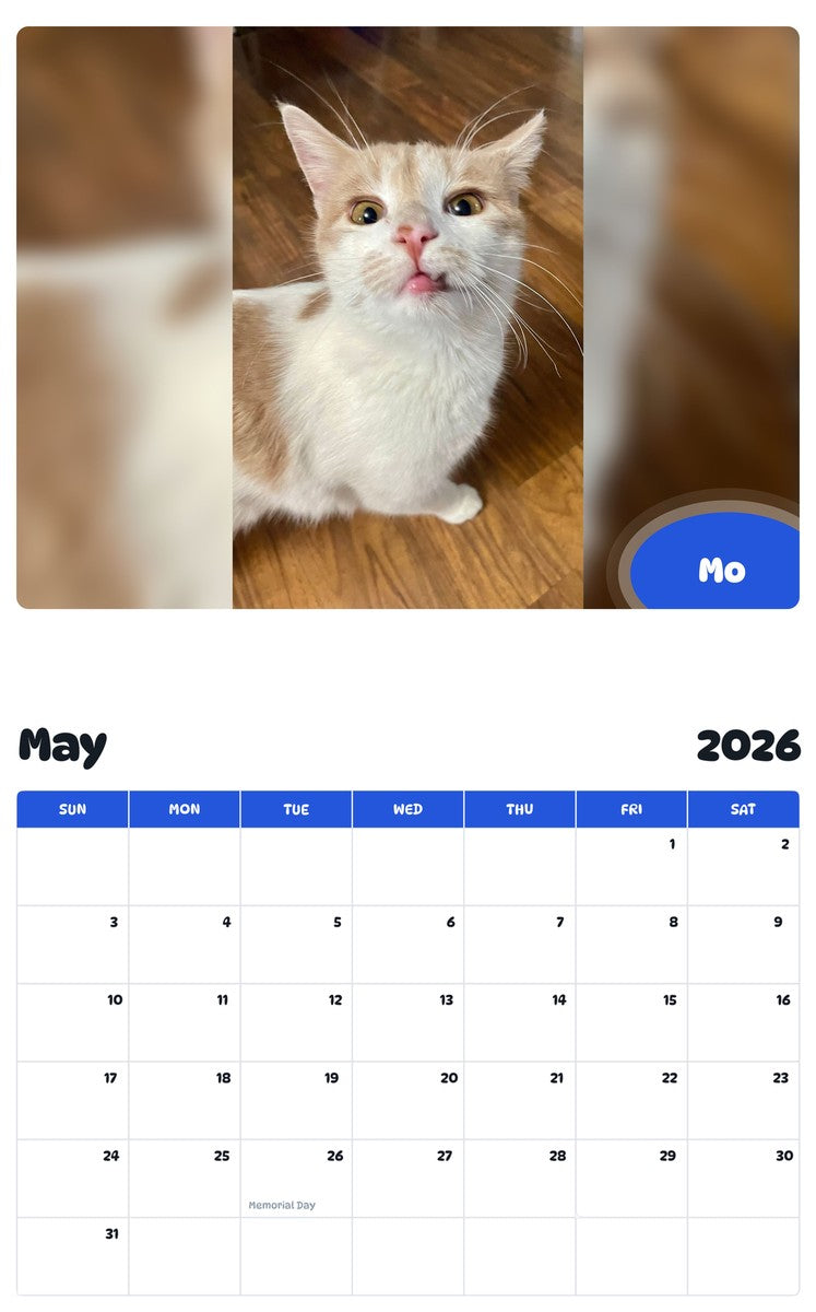 2026 - 2027 Mo - Pawidols Pet Calendar