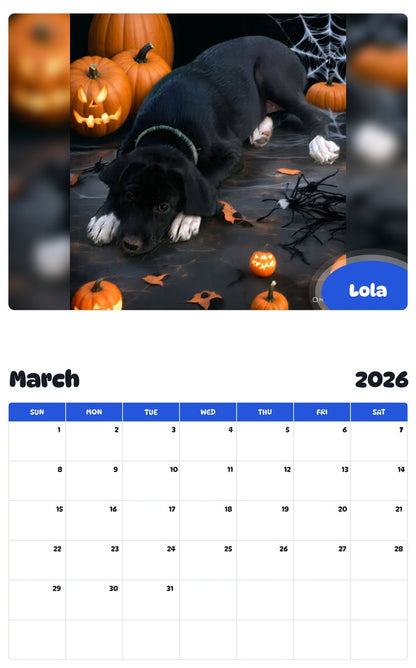 November 2025 - October 2026 Lola - Pawidols Pet Calendar