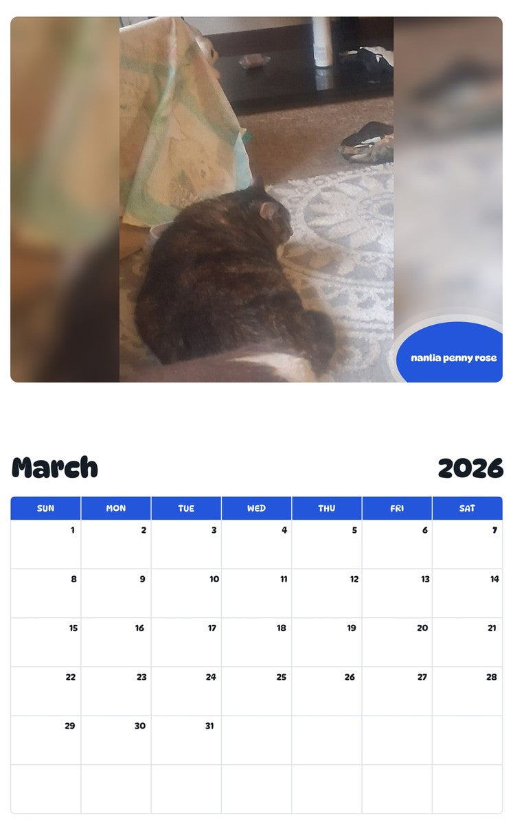 November 2025 - October 2026 nanlia penny rose - Pawidols Pet Calendar