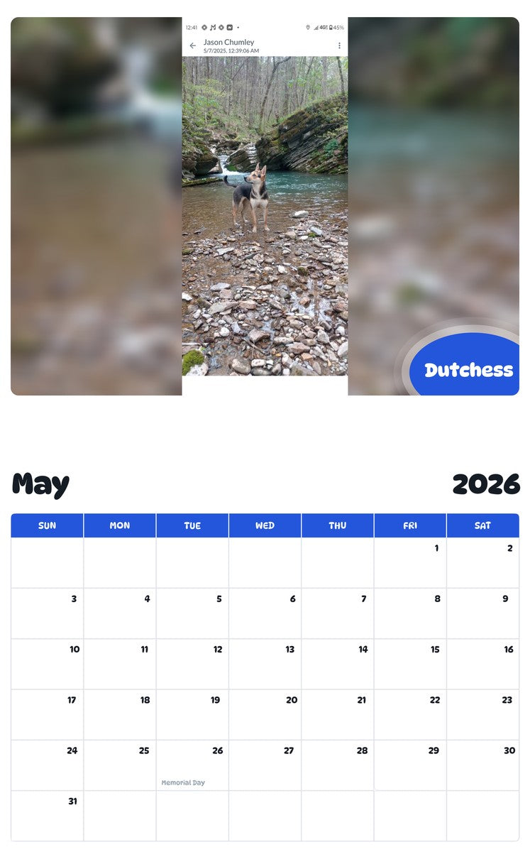 2026 - 2027 Dutchess - Pawidols Pet Calendar