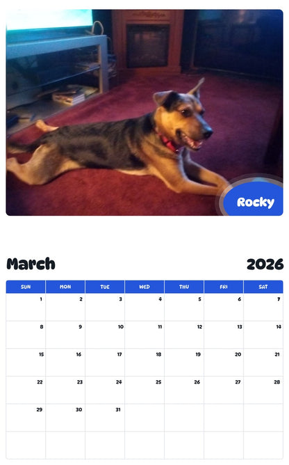 November 2025 - October 2026 Rocky - Pawidols Pet Calendar