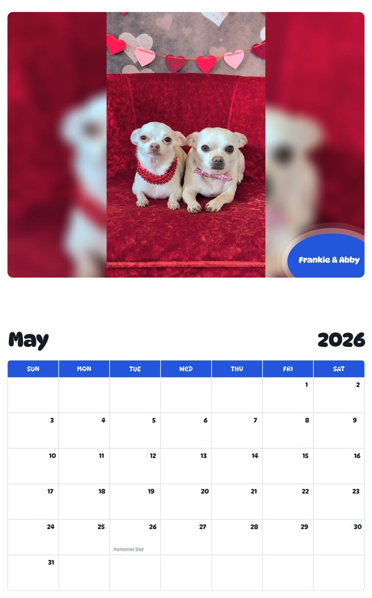 2026 - 2027 Frankie & Abby - Pawidols Pet Calendar