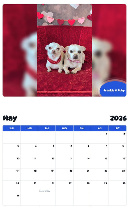 2026 - 2027 Frankie & Abby - Pawidols Pet Calendar