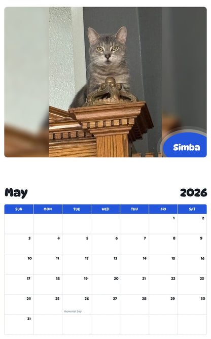 2026 - 2027 Simba - Pawidols Pet Calendar