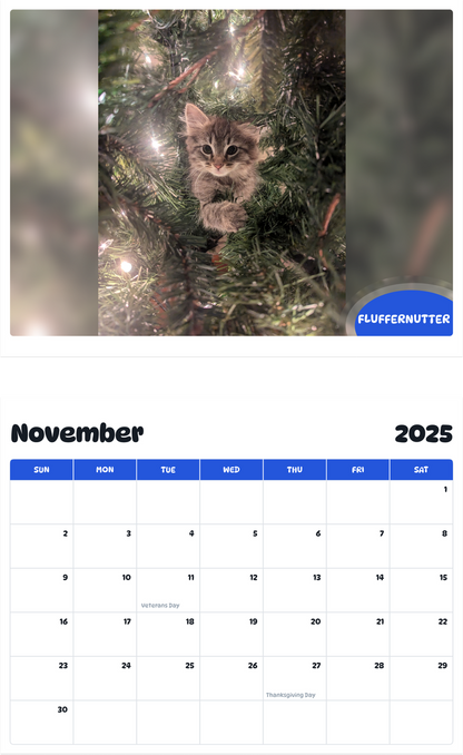 July 2025 - June 2026 Fluffernutter - Pawidols Pet Calendar