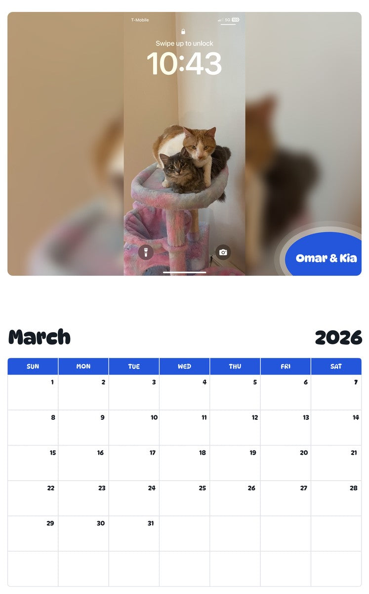 November 2025 - October 2026 Omar & Kia - Pawidols Pet Calendar