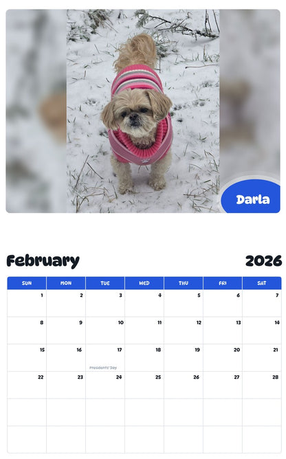 October 2025 - September 2026 Darla - Pawidols Pet Calendar