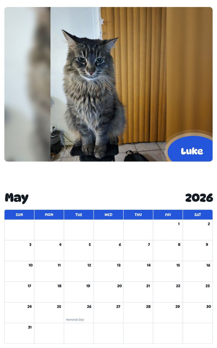 2026 - 2027 Luke - Pawidols Pet Calendar
