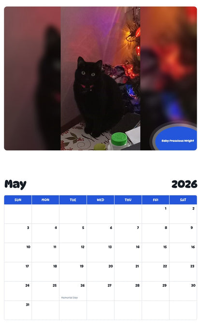 2026 - 2027 Baby Prescious Wright - Pawidols Pet Calendar
