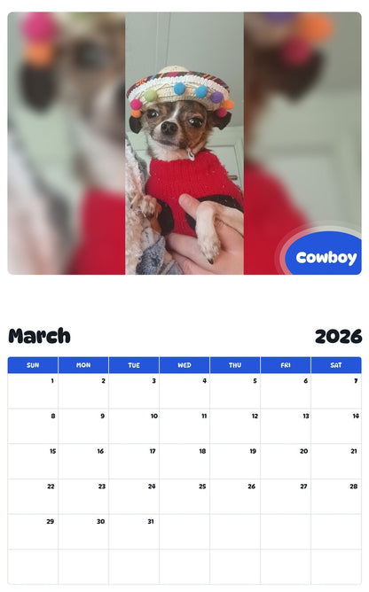November 2025 - October 2026 Cowboy - Pawidols Pet Calendar