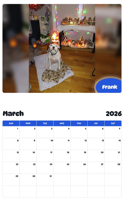 November 2025 - October 2026 Frank - Pawidols Pet Calendar