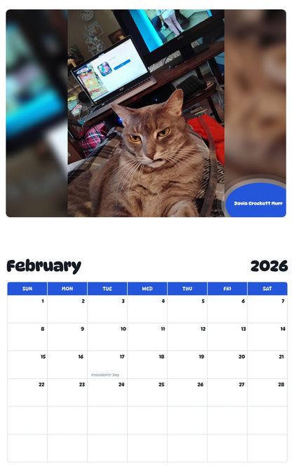 October 2025 - September 2026 Davia Crockett Murr - Pawidols Pet Calendar