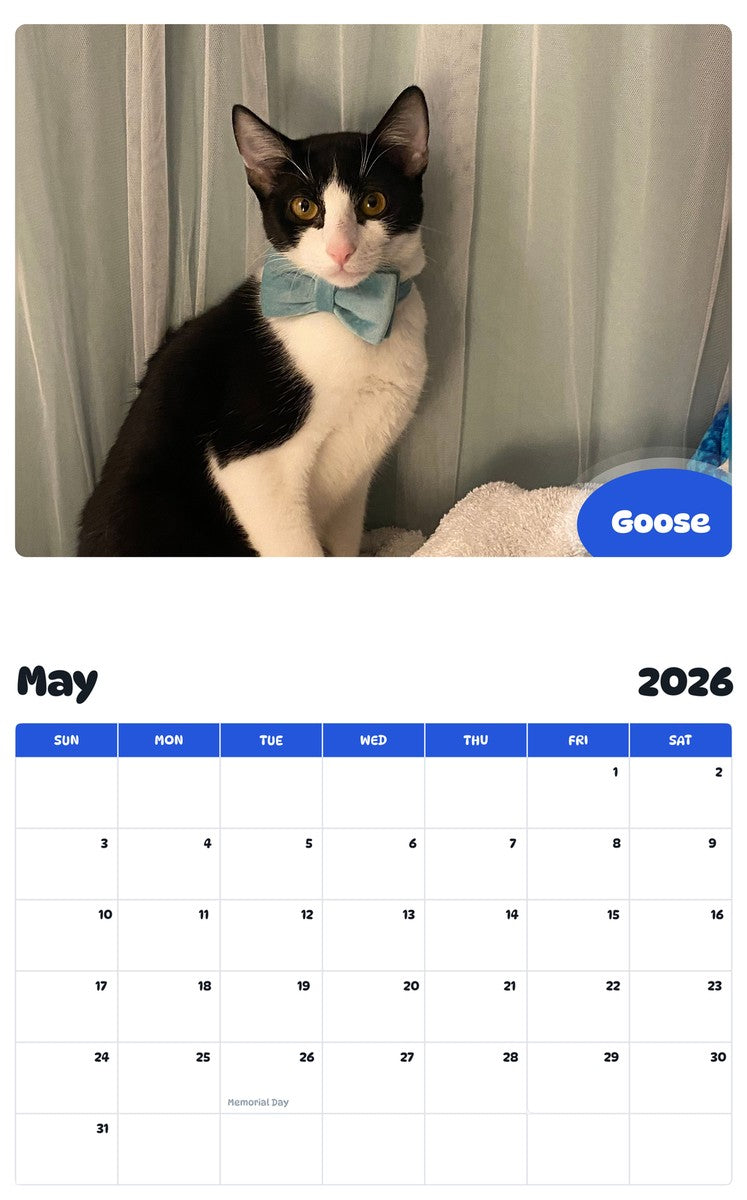 2026 - 2027 Goose - Pawidols Pet Calendar