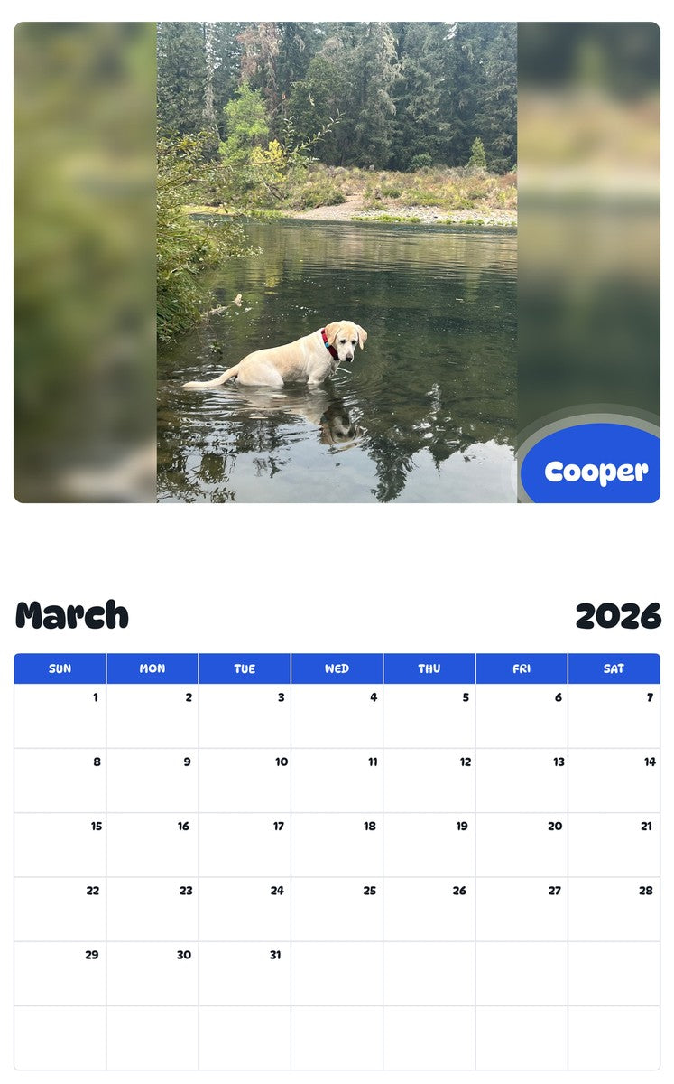 November 2025 - October 2026 Cooper - Pawidols Pet Calendar