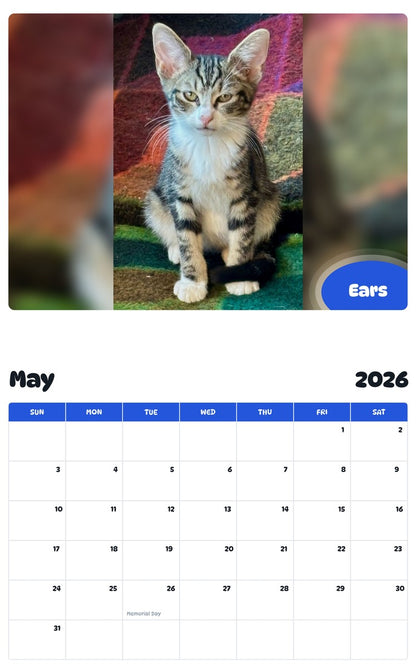 2026 - 2027 Ears - Pawidols Pet Calendar