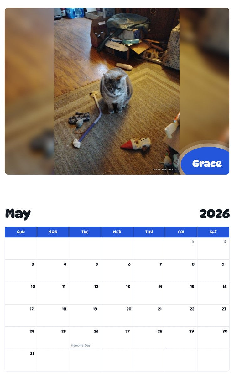 2026 - 2027 Grace - Pawidols Pet Calendar